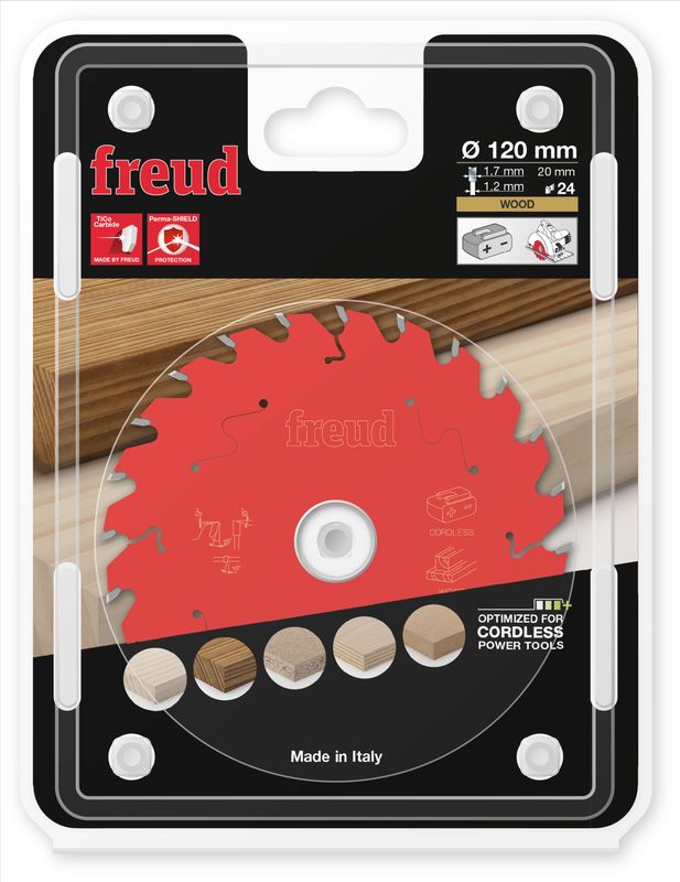 120x20 | Z24 | Tannbredde 1,7 mm | Tre | Freud sagblad for batteridrevet Sirkelsag