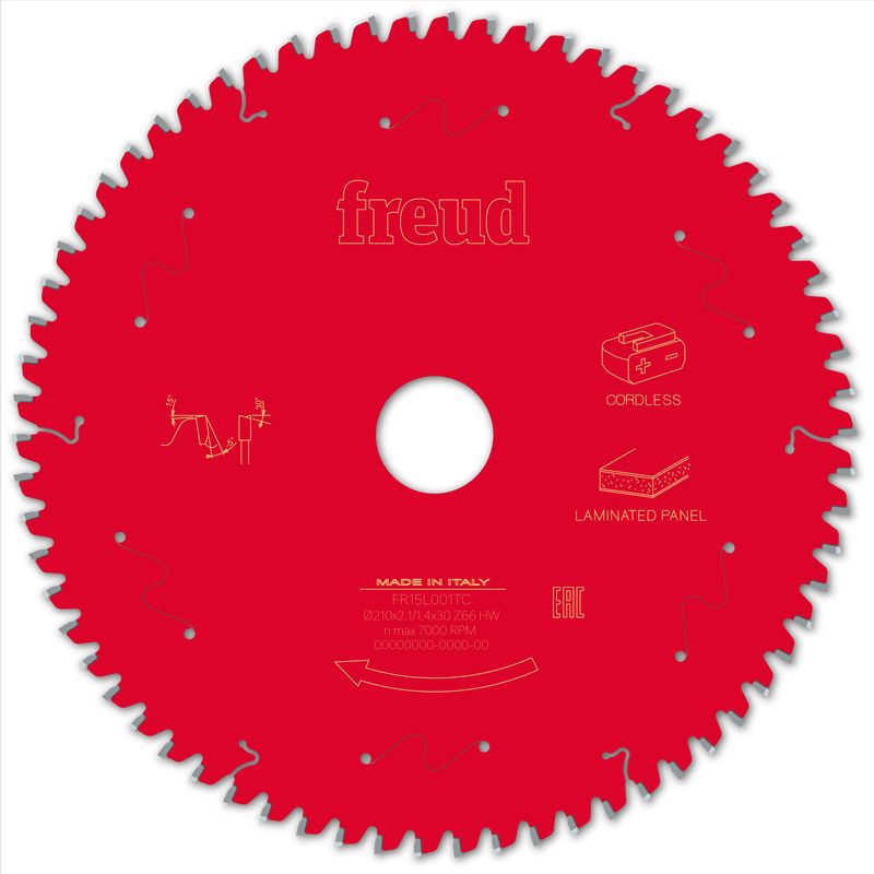 210x30 | Z66 | Tannbredde 2,1 mm | Laminat | Freud sagblad for batteridrevet bordsag