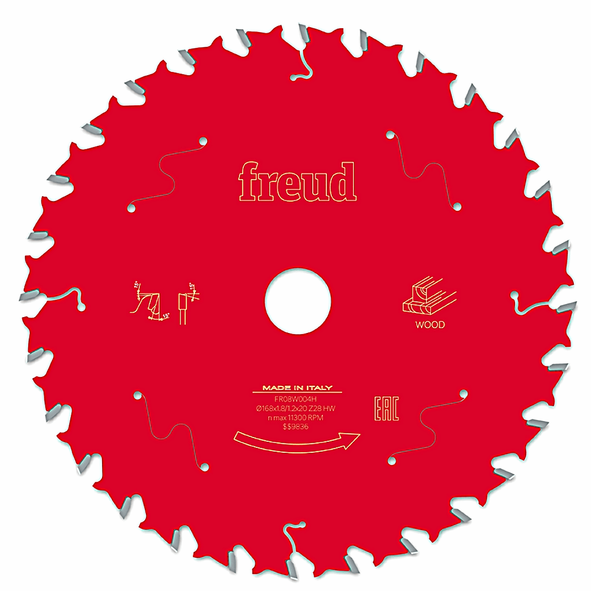 168x20 | Z28 | Tannbredde 1,8 mm | Tre | Freud sagblad | Passer også Festool | Bordsag