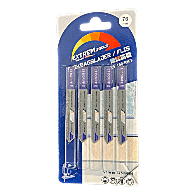 Hovedbilde 5 pk. ExtremTools Stikksagblader for Flis-Mur-Glass
