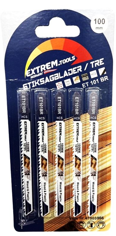 5 pk. Extrem.Tools Stikksagblader 100mm (fint snitt)