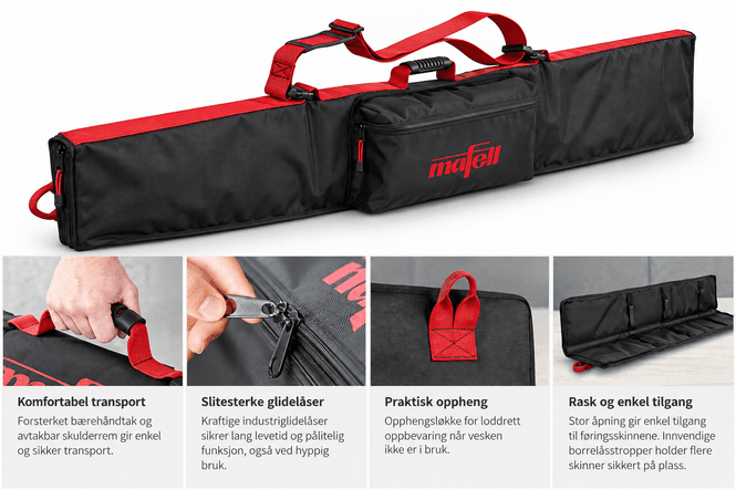 Hovedbilde MAFELL Føringsskinnesett F 80 + F 160 – med vinkelanlegg, tvinger og transportveske